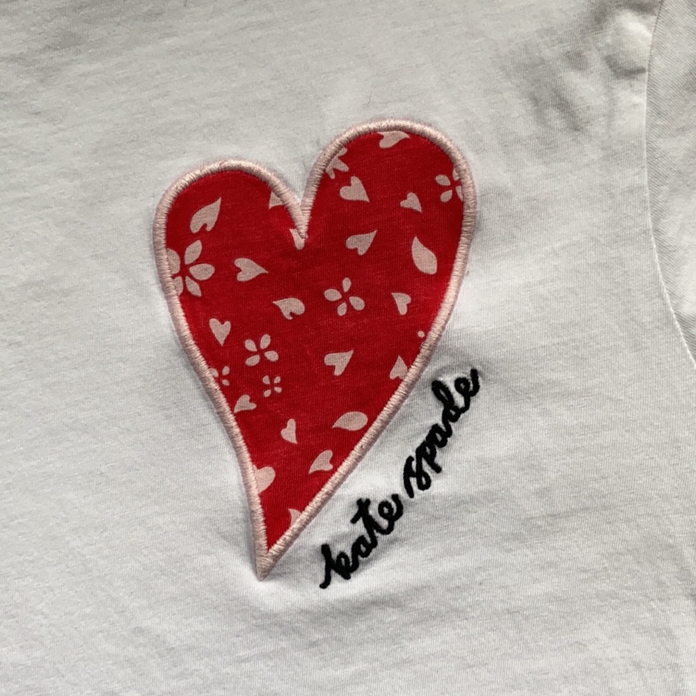 kate spade White Short Sleeve Tee with Red Heart Patch - Picture 3 of 5